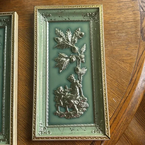 four seasons vintage relief artwork by Metcalf